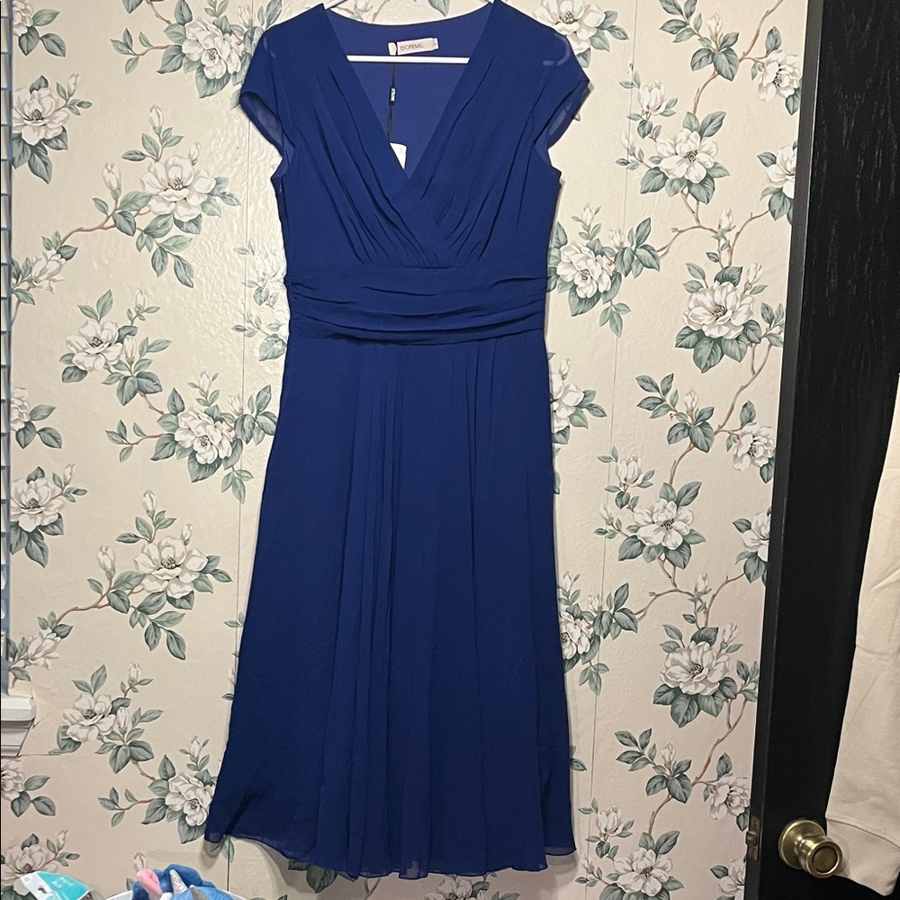 💁‍♀️WOMENS 👗Cobalt Blue V-Neck Cap Sleeve Midi Dress